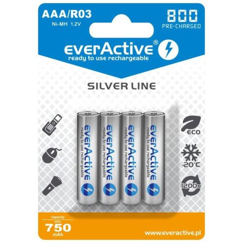 4x dobíjecí baterie everActive R03/AAA Ni-MH 800 mAh 