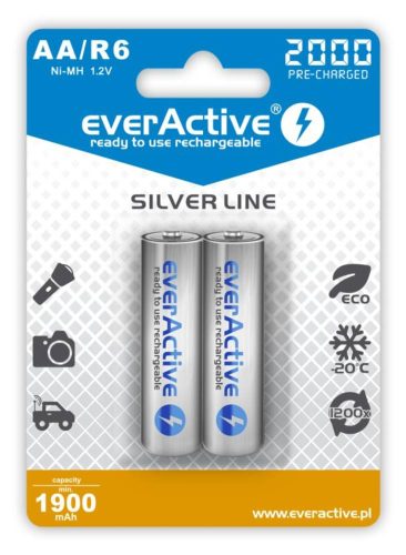 dobíjecí baterie everActive R6 / AA 2000mAh 1,2 V Ni-Mh, 2 ks