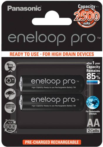 2x AA / R6 batérie Panasonic Eneloop PRO R6 AA 2500mAh BK-3HCDE